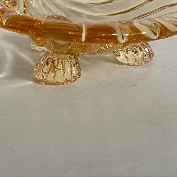 Vintage Shell Glass Trinket Dish Footed Peach Small Beach Ocean 3” EUC Jewelry - Picture 4 of 16